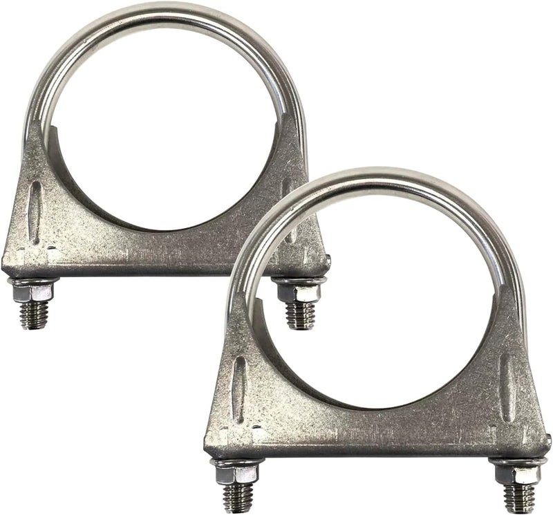 eLifecenter Universal Heavy Duty 3 Inch 76mm Exhaust U Bolt Clamp Stainless Steel Saddle Design with Reinforced Ribs - Image 1